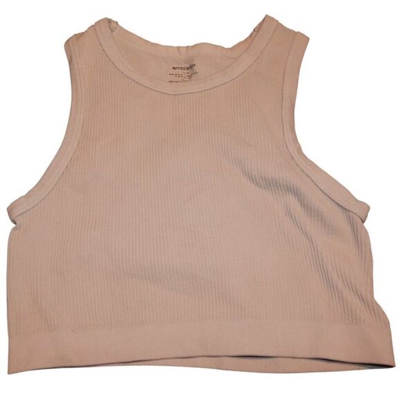 AMBIANCE women's junior's small nylon spandex ribbed crop tank top - Picture 2 of 5